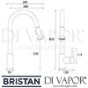 Bristan APRICOT Professional Sink Mixer Pull Out Spray Tap Dimensions